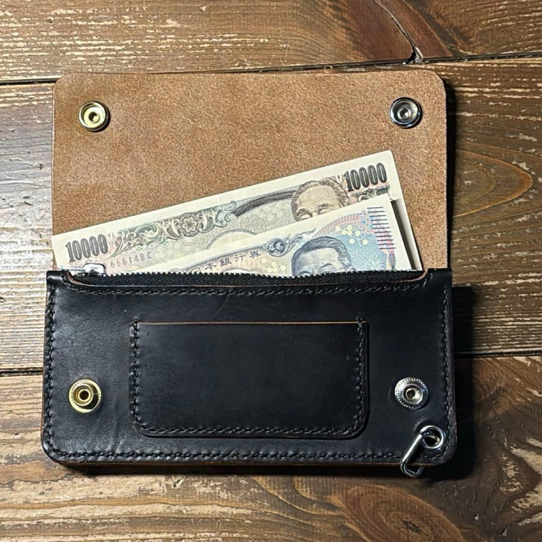 たつのハンドワックスレザー トラッカーウォレット チェーンセット