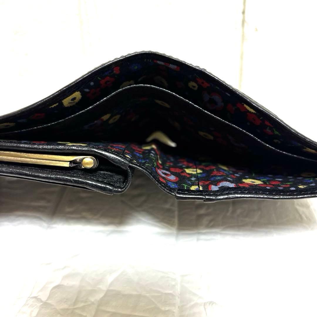希少 ANNA SUI アナスイ ダリア バタフライ チャーム がま口 財布 黒