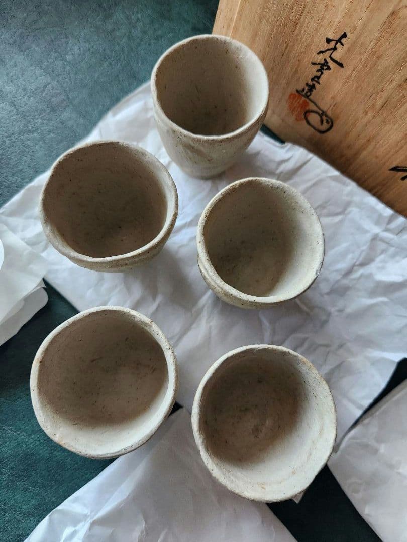 雪舟窯　宝瓶　茶器揃　煎茶器　福郷柳仙　石見焼　てびねり　蓮の茶器