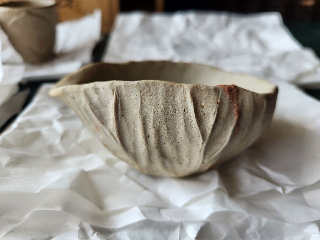 雪舟窯　宝瓶　茶器揃　煎茶器　福郷柳仙　石見焼　てびねり　蓮の茶器