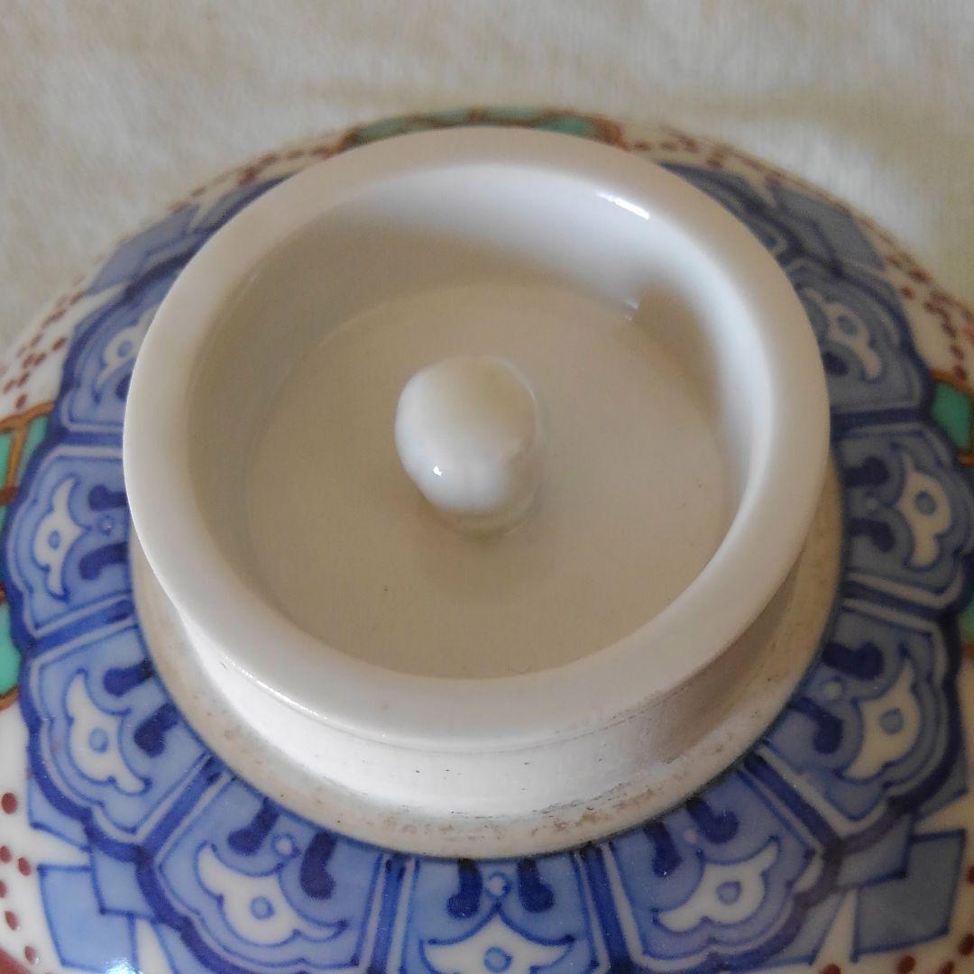 染錦赤玉ようらく紋様　茶壺