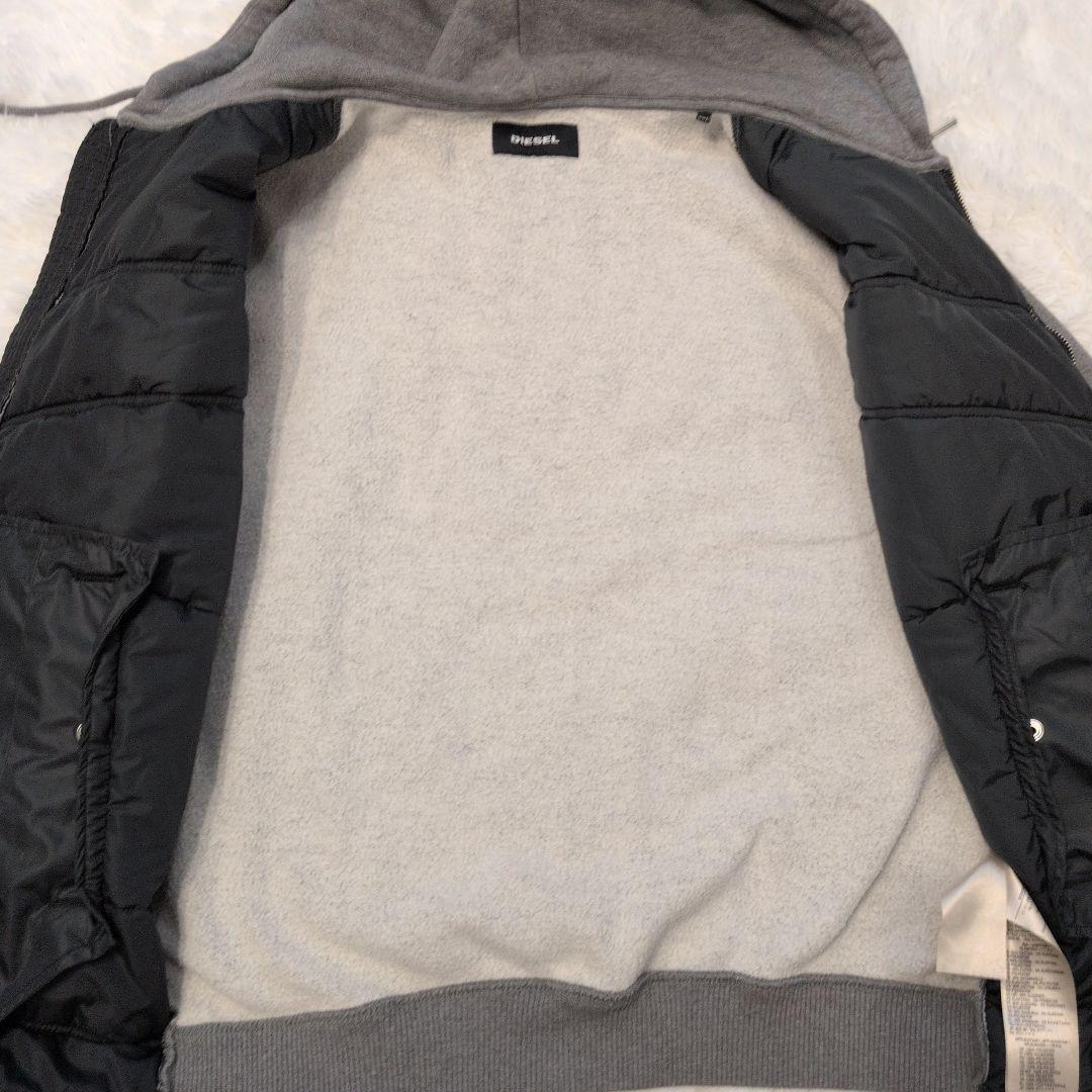 DIESEL ディーゼル 異素材切替 中綿 パーカー ジャケット フード付き