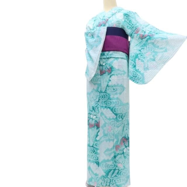 専用Y3490◆有松鳴海絞り 手縫い仕立て 菖蒲 高級浴衣 洗える夏着物