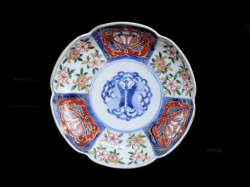 大聖寺伊万里　金襴手　桜に払子の図　４寸半皿　４枚　C351AS-AFf