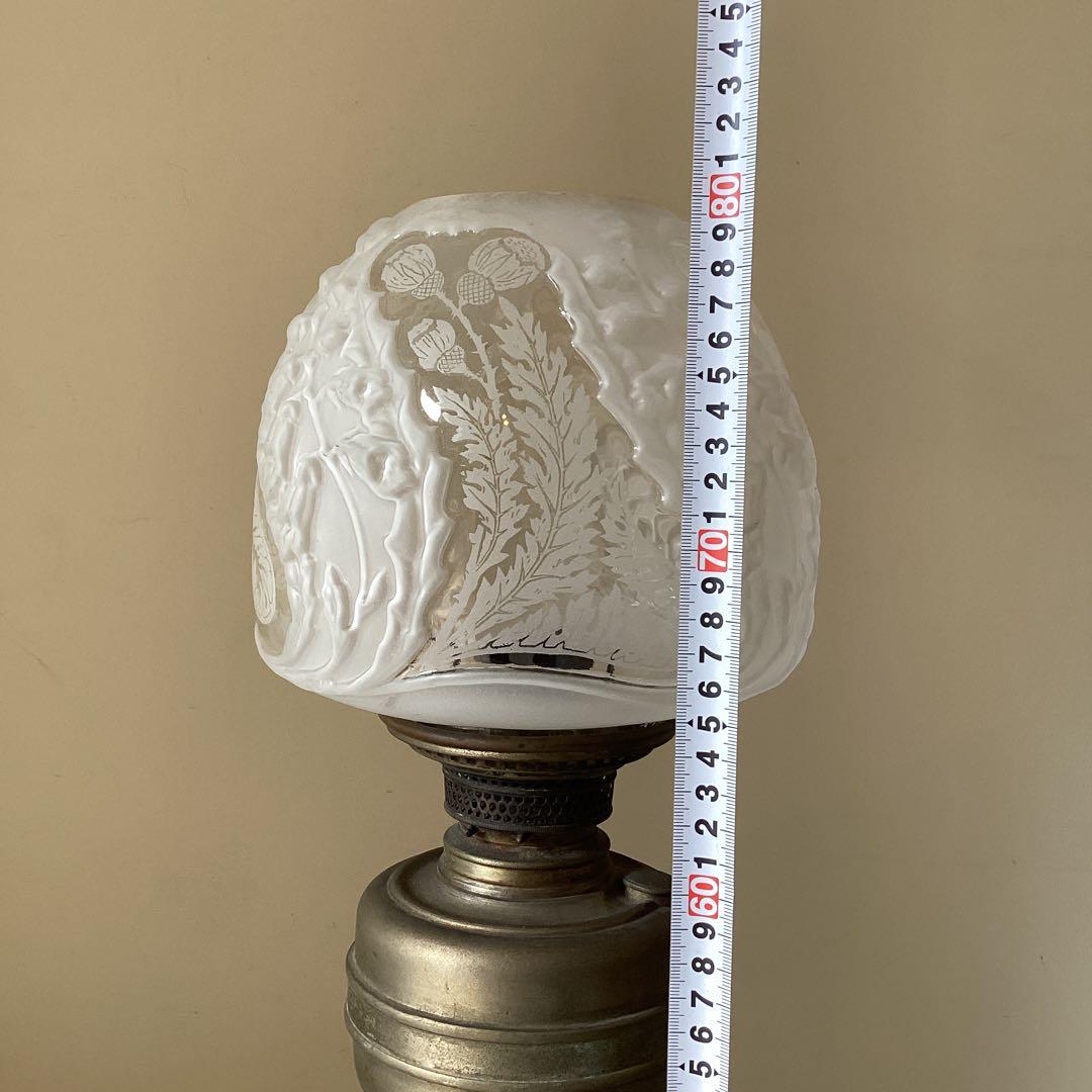 アンティークのオイルランプ 座敷ランプ　洋燈　明治　大正　真鍮製　当時物　希少