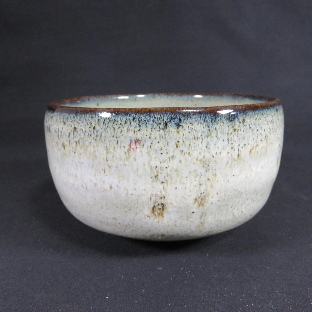 白斑釉 茶碗 在銘 天童焼 若松 共箱 木箱 茶道具 茶器 抹茶碗