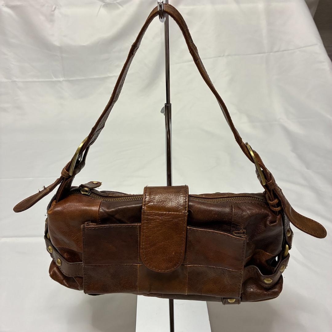 希少 Trideep トライディープ ブラウン レザー ショルダーバッグ 革