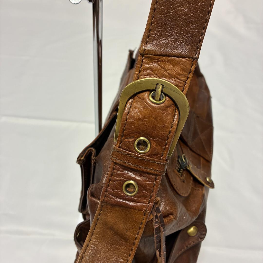 希少 Trideep トライディープ ブラウン レザー ショルダーバッグ 革