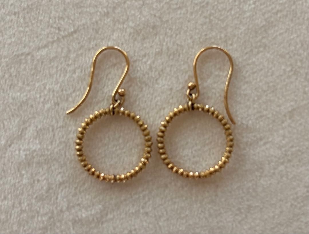 ゴールドビーズフープピアス 直径約2.5cm