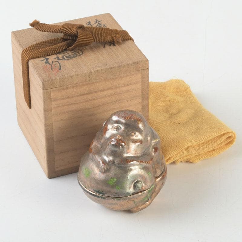 茶道具　京焼　吉向焼　五世松月作　猿香合　共箱　V　9783