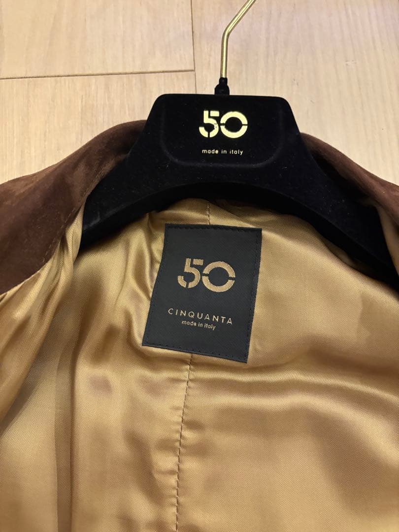 CINQUANTA ブラウン スエード シングルライダースジャケット　46