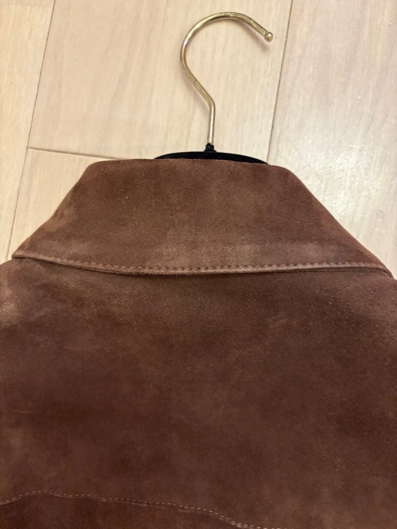 CINQUANTA ブラウン スエード シングルライダースジャケット　46