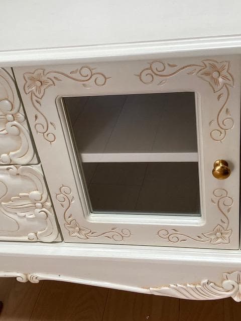 ロココ調 ローボード ホワイト 白 木製 テレビ台 猫脚 プリンセス 姫系家具