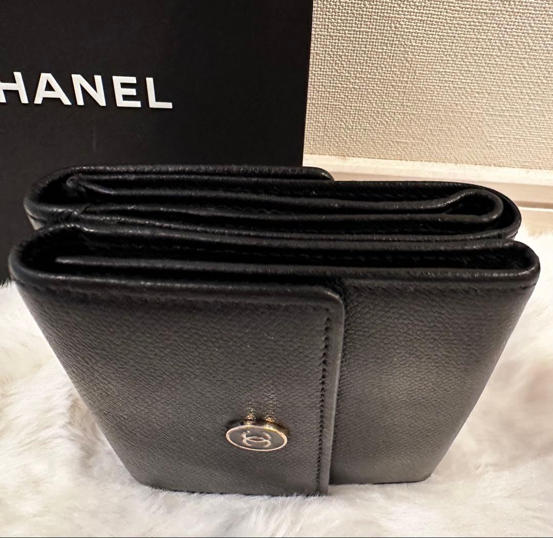 CHANEL ココボタン 折り財布 ブラック シリアル9番台 正規品