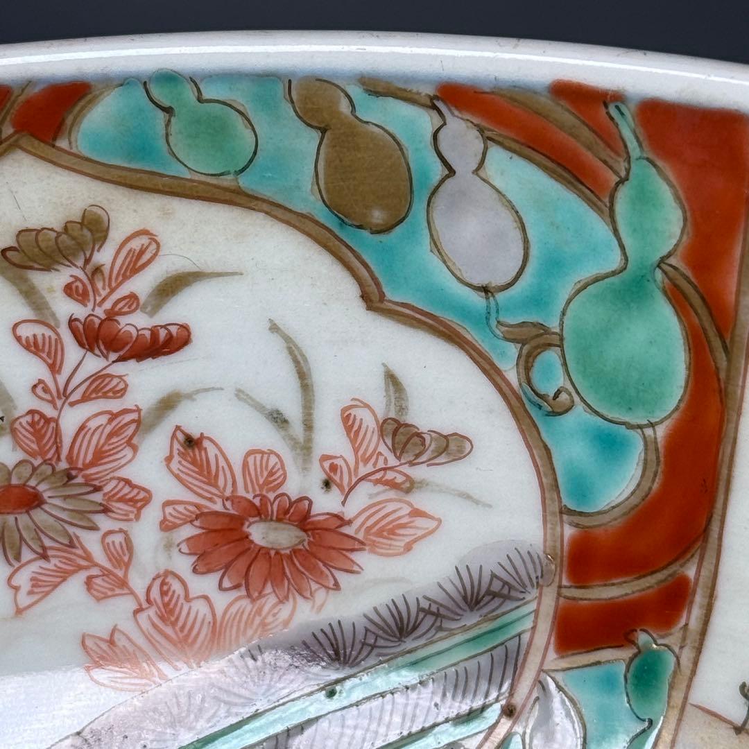 古伊万里　色絵唐獅子三ツ鉢　大中小　珍しい絵付　人物画　二重高台