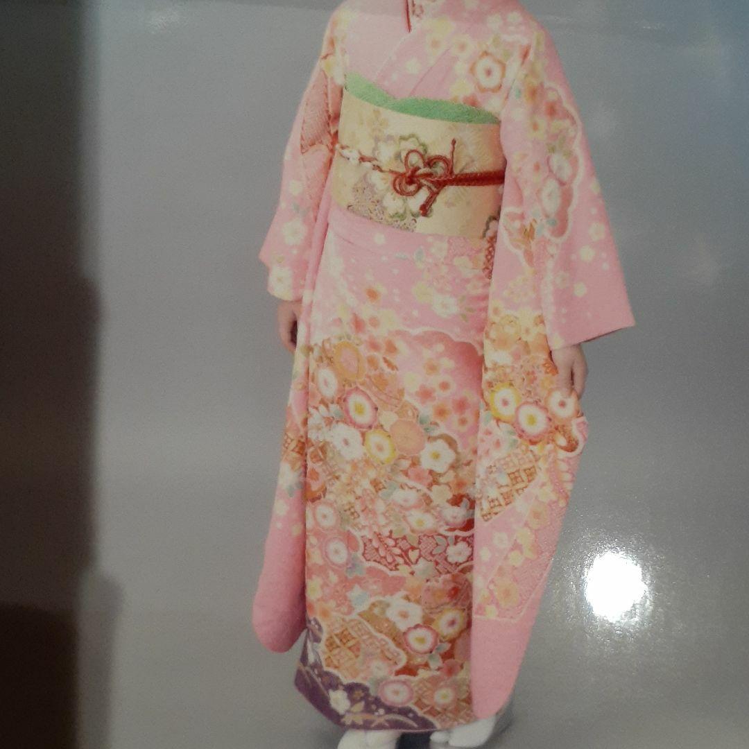 振袖　ピンク　　辻ヶ花風　落款あり