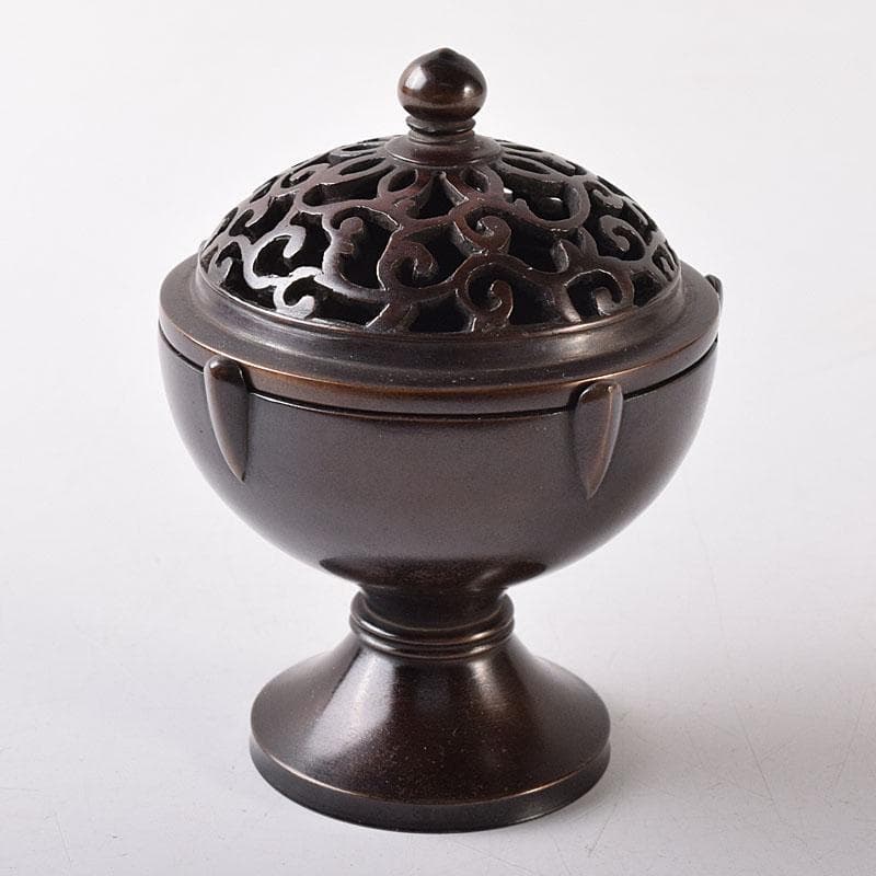 茶道具　釜師　根来実三作　唐銅　火屋蓋置　共箱　V R8718