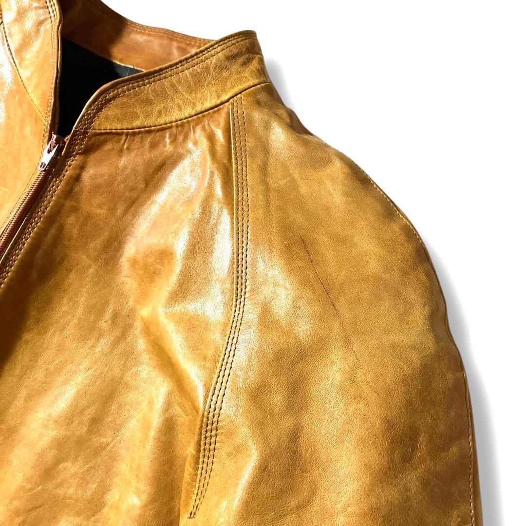 9.8万!希少!馬革 7×7 ヴィンテージ加工 ホースハイドライダースジャケット