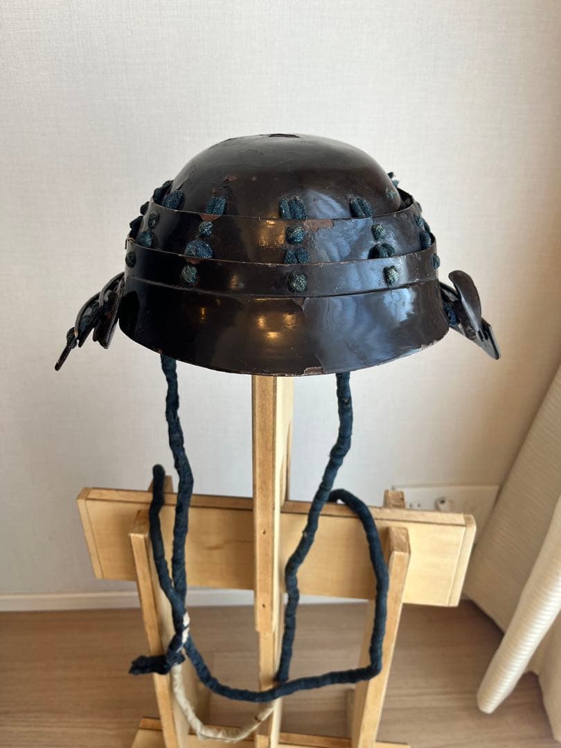 甲冑 兜 足軽 黒漆塗 提灯兜 ちょうちん兜 江戸文久期 仙台城下町旧家蔵出し