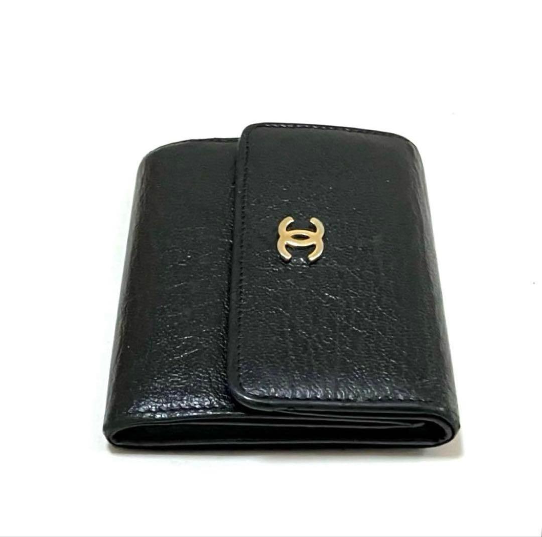 CHANEL シャネル 三つ折り財布 ココマーク ブラック