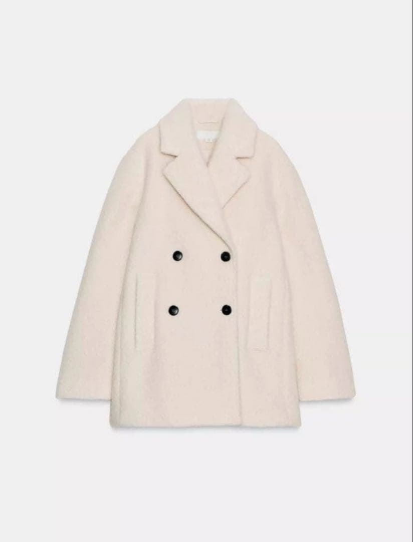 【即発送】ZARA ブークレダブルブレストミディ丈コート