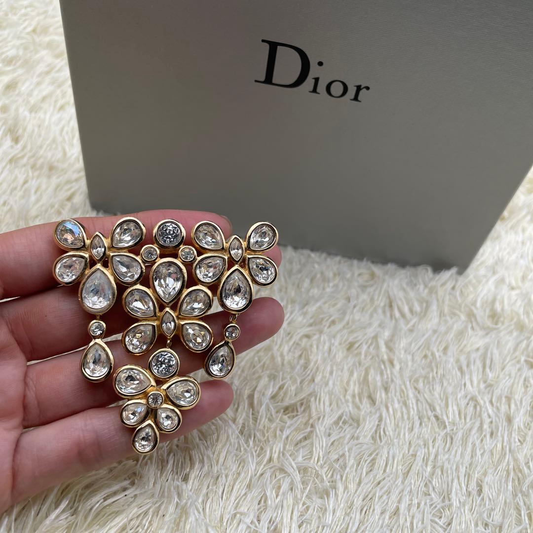 希少　クリスチャンディオール　フラワーデザイン　スウィング　ブローチ