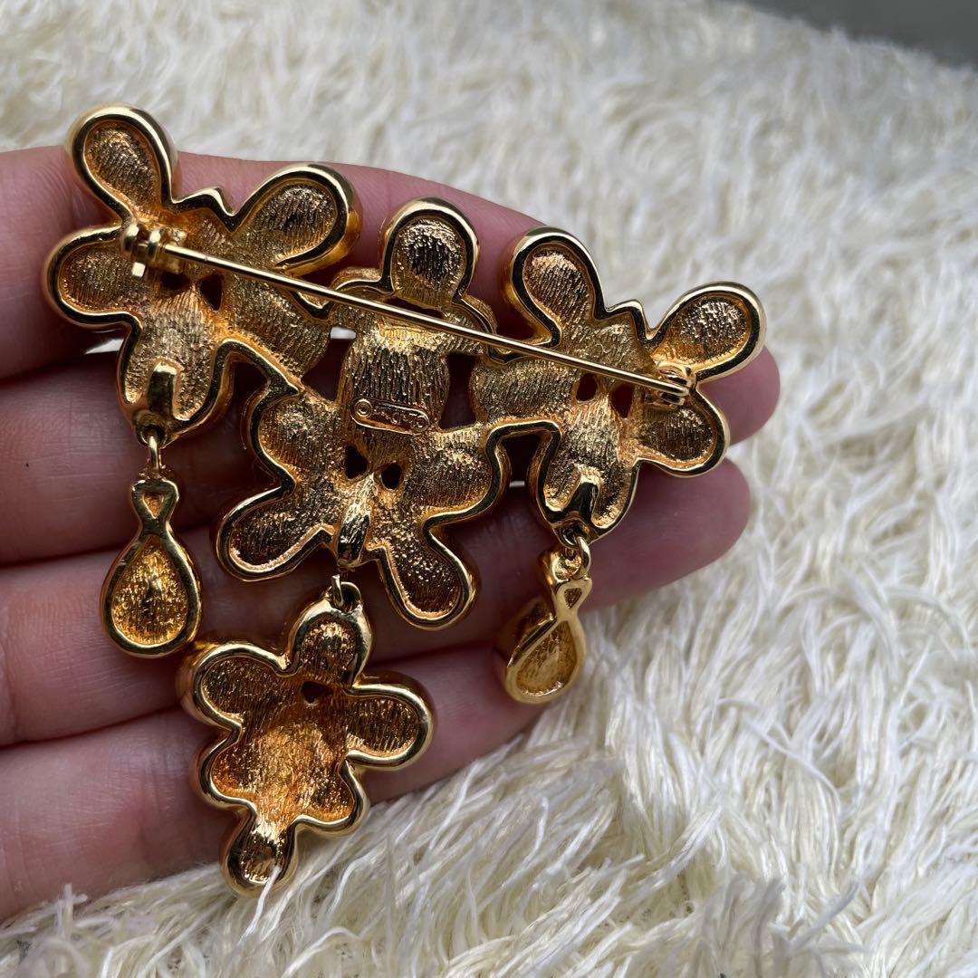 希少　クリスチャンディオール　フラワーデザイン　スウィング　ブローチ