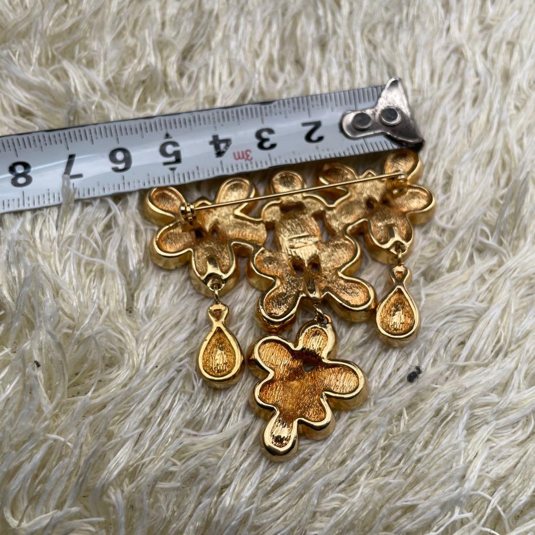 希少　クリスチャンディオール　フラワーデザイン　スウィング　ブローチ