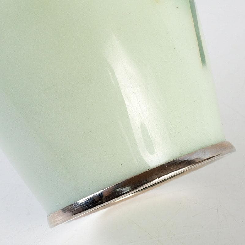 茶道具　七宝焼　薄緑釉　胡蝶蘭図　花器　共箱　Z　9750D