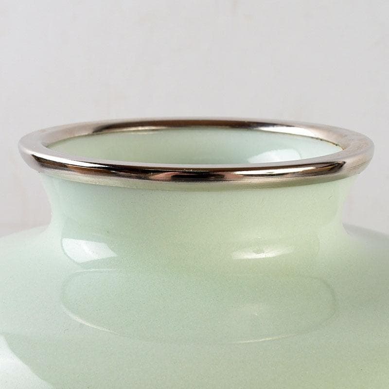 茶道具　七宝焼　薄緑釉　胡蝶蘭図　花器　共箱　Z　9750D