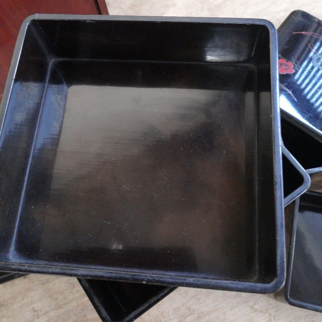 骨董　弁当箱　漆器　木製　重箱　木箱　お盆　セット　松葉に梅