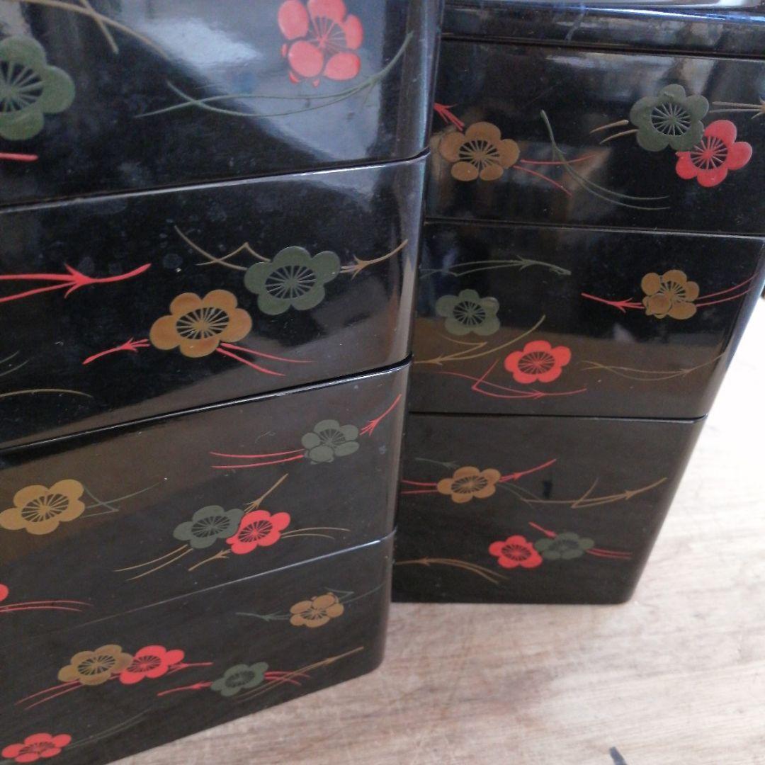 骨董　弁当箱　漆器　木製　重箱　木箱　お盆　セット　松葉に梅