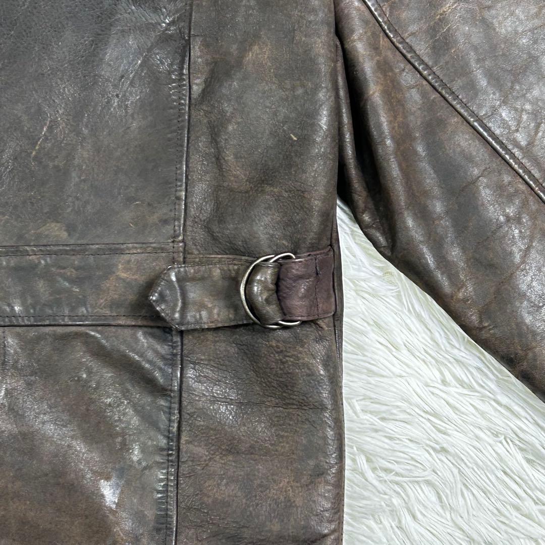 ヴィンテージ オイルドレザー ジャケット 3XL 大きいサイズ ブラウン 牛革