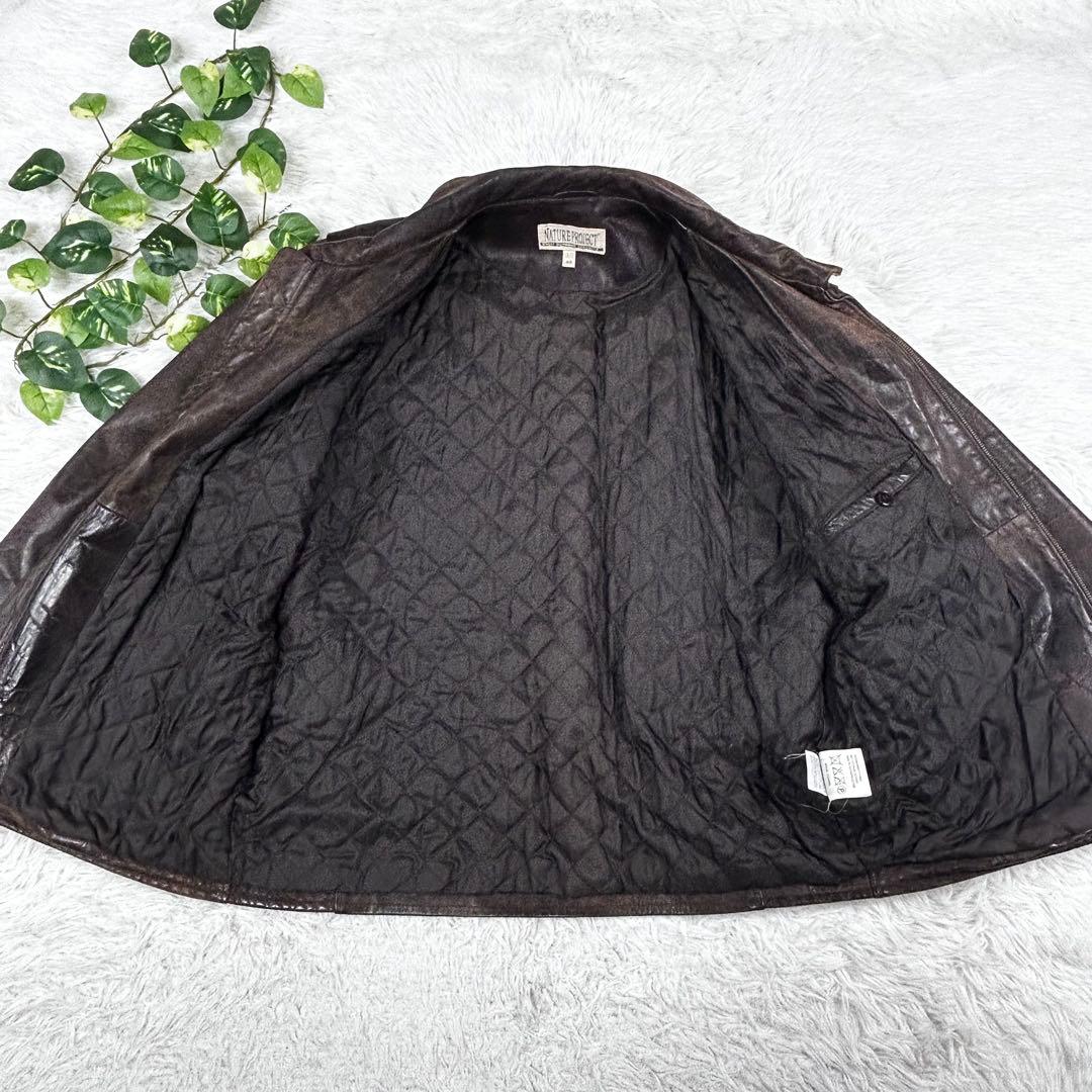 ヴィンテージ オイルドレザー ジャケット 3XL 大きいサイズ ブラウン 牛革