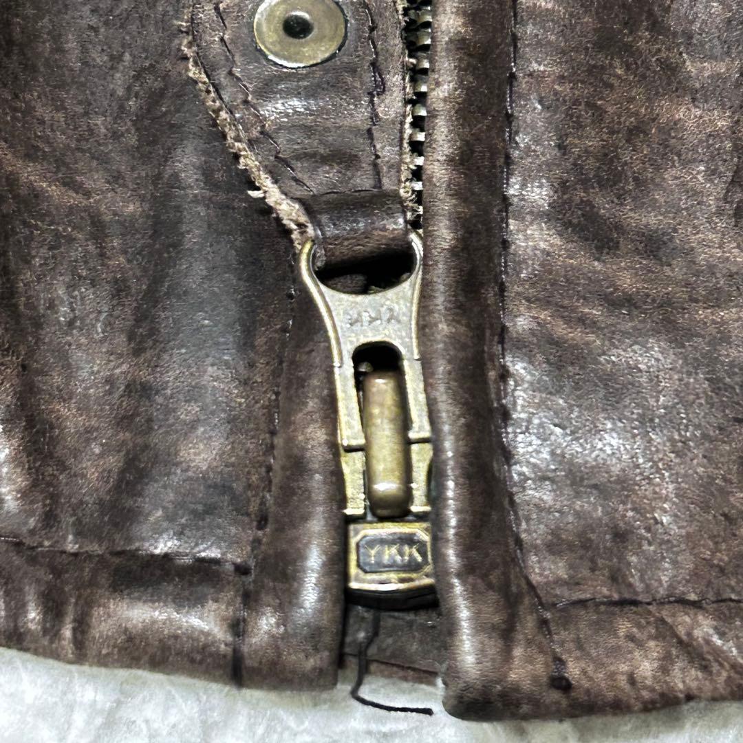 ヴィンテージ オイルドレザー ジャケット 3XL 大きいサイズ ブラウン 牛革