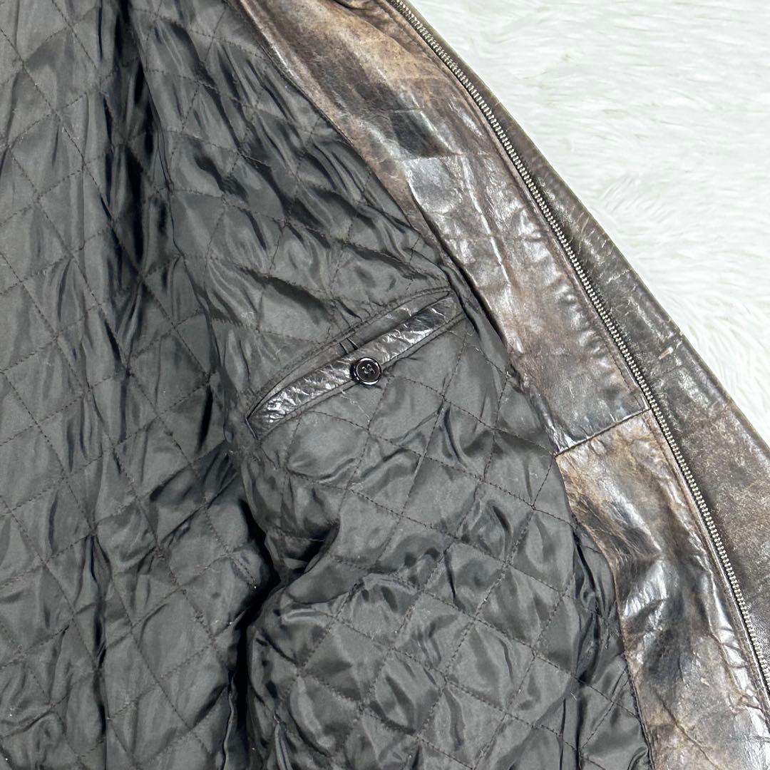 ヴィンテージ オイルドレザー ジャケット 3XL 大きいサイズ ブラウン 牛革