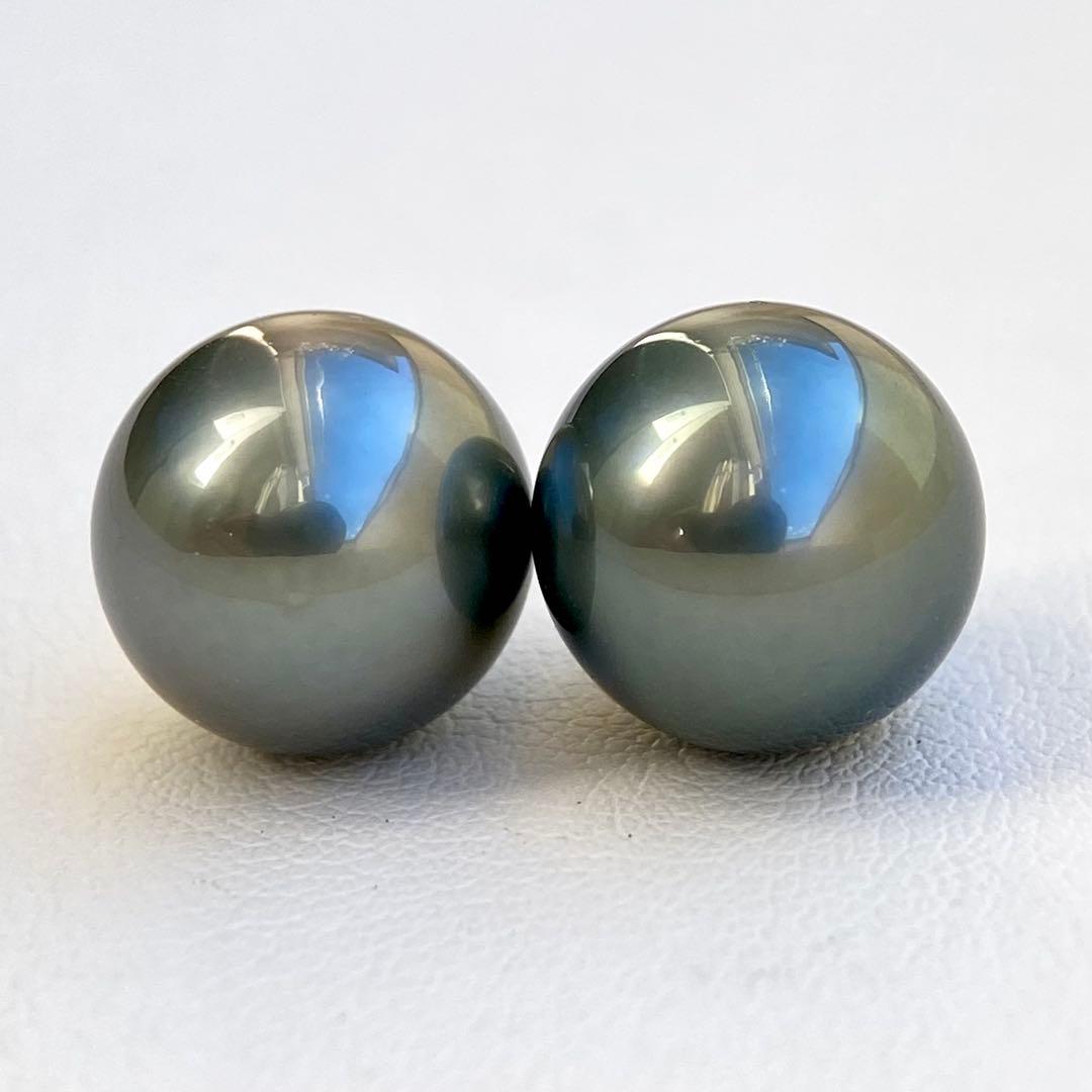 本真珠南洋黒蝶真珠グリーン11.45㍉大玉s925直結ピアスBL934