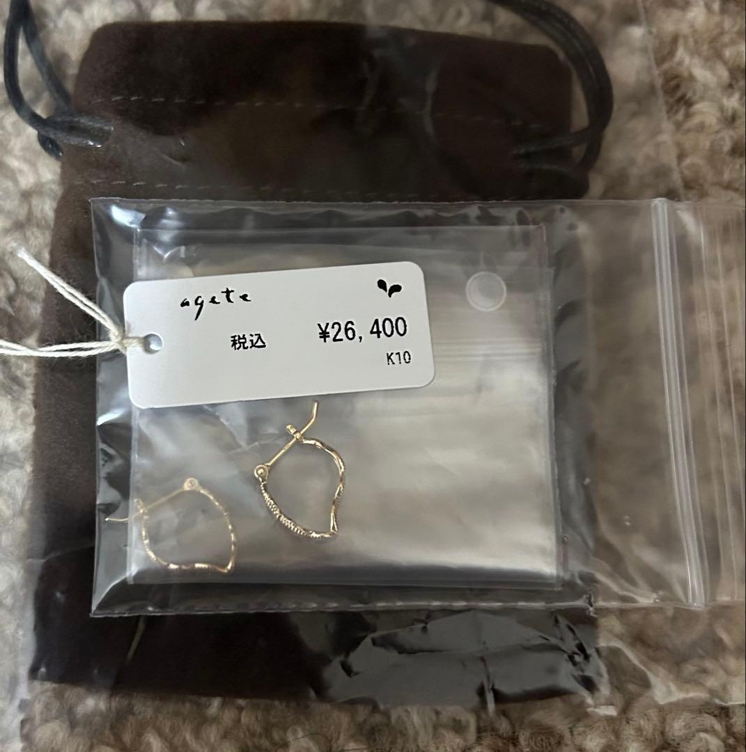 【新品未使用】アガット K10 フープピアス