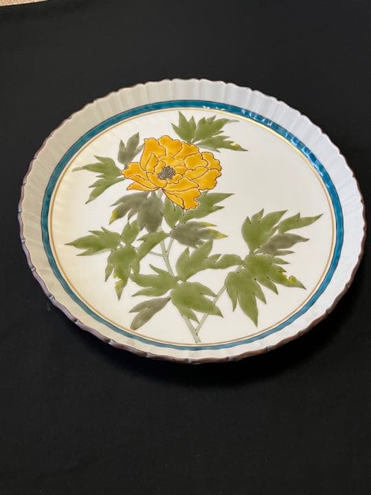 九谷焼 山田義明 飾皿 管理K302 径30.5cm 共箱 本物保証