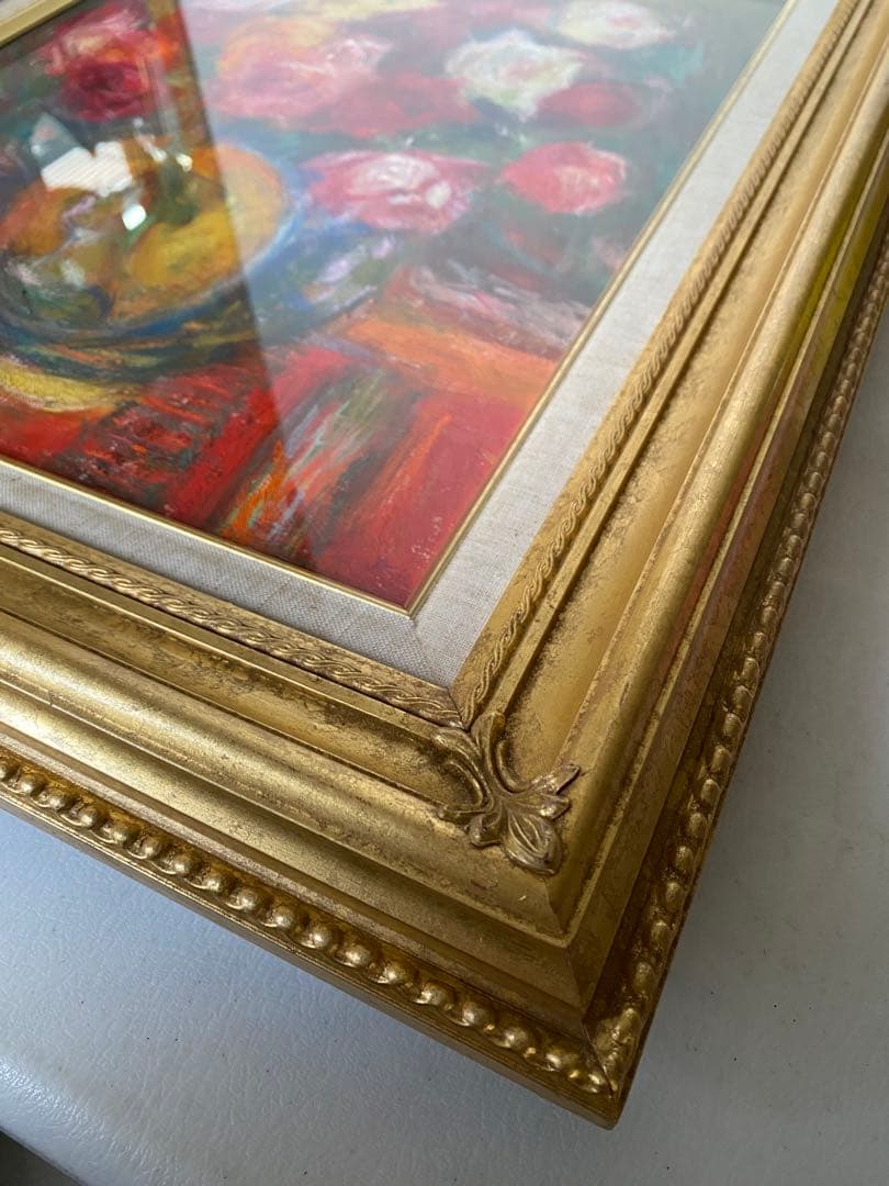 濱本久雄　油絵　油彩画　額縁　金色フレーム