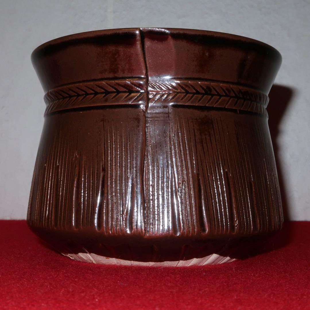 【茶道具】膳所陽炎園　膳所焼　腰蓑建水