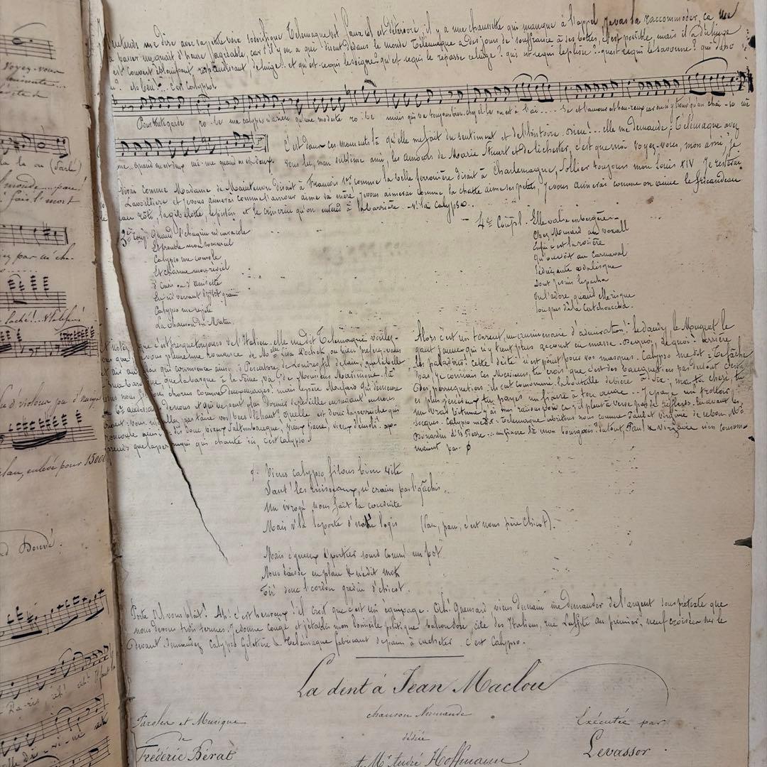 フランスアンティーク　1800年代の楽譜　希少　chanson シャンソン