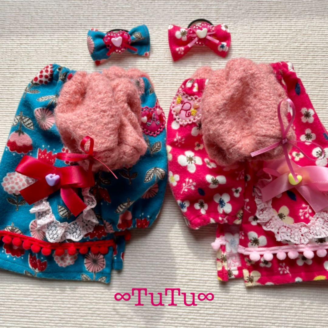 昭和レトロチックな「あそび着」オーダーページ　犬服ハンドメイド　おそろいヘアゴム
