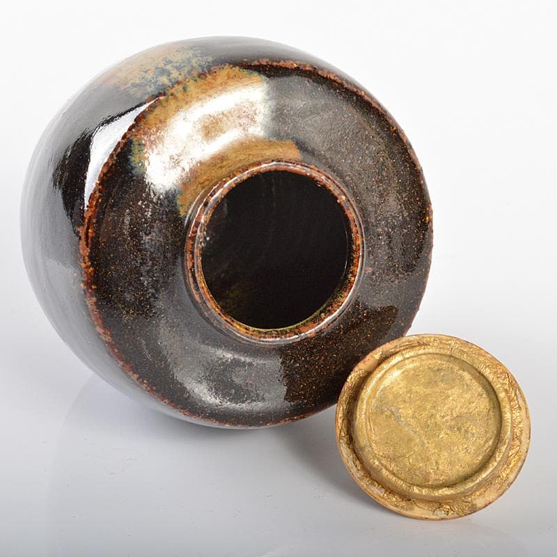 茶道具　瀬戸焼　肩衝茶入　定家純子　正絹唐草文　仕覆付　書付箱　D　R6227