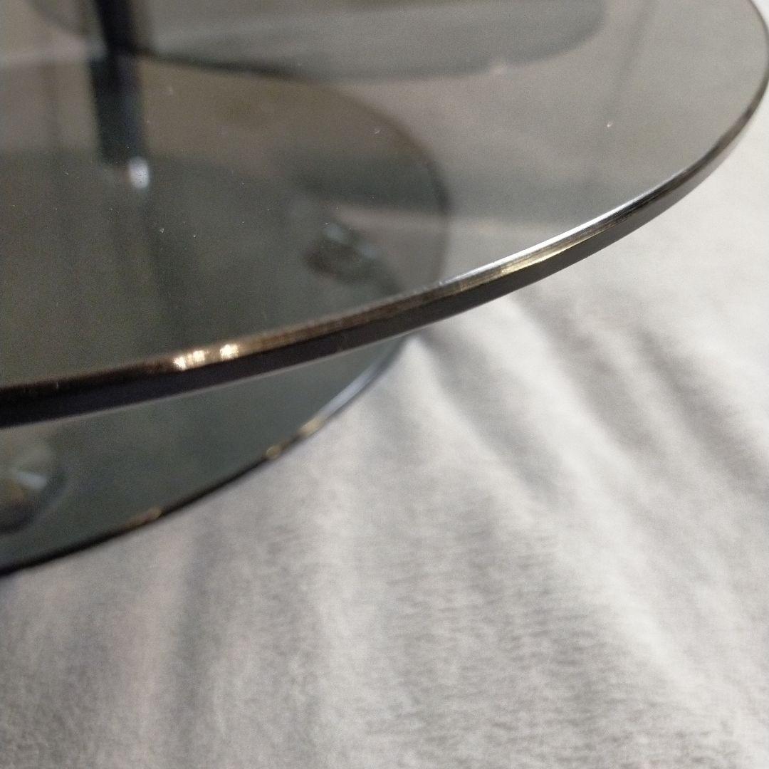 【極美品】円形ガラステーブル ブラックよりのグレー