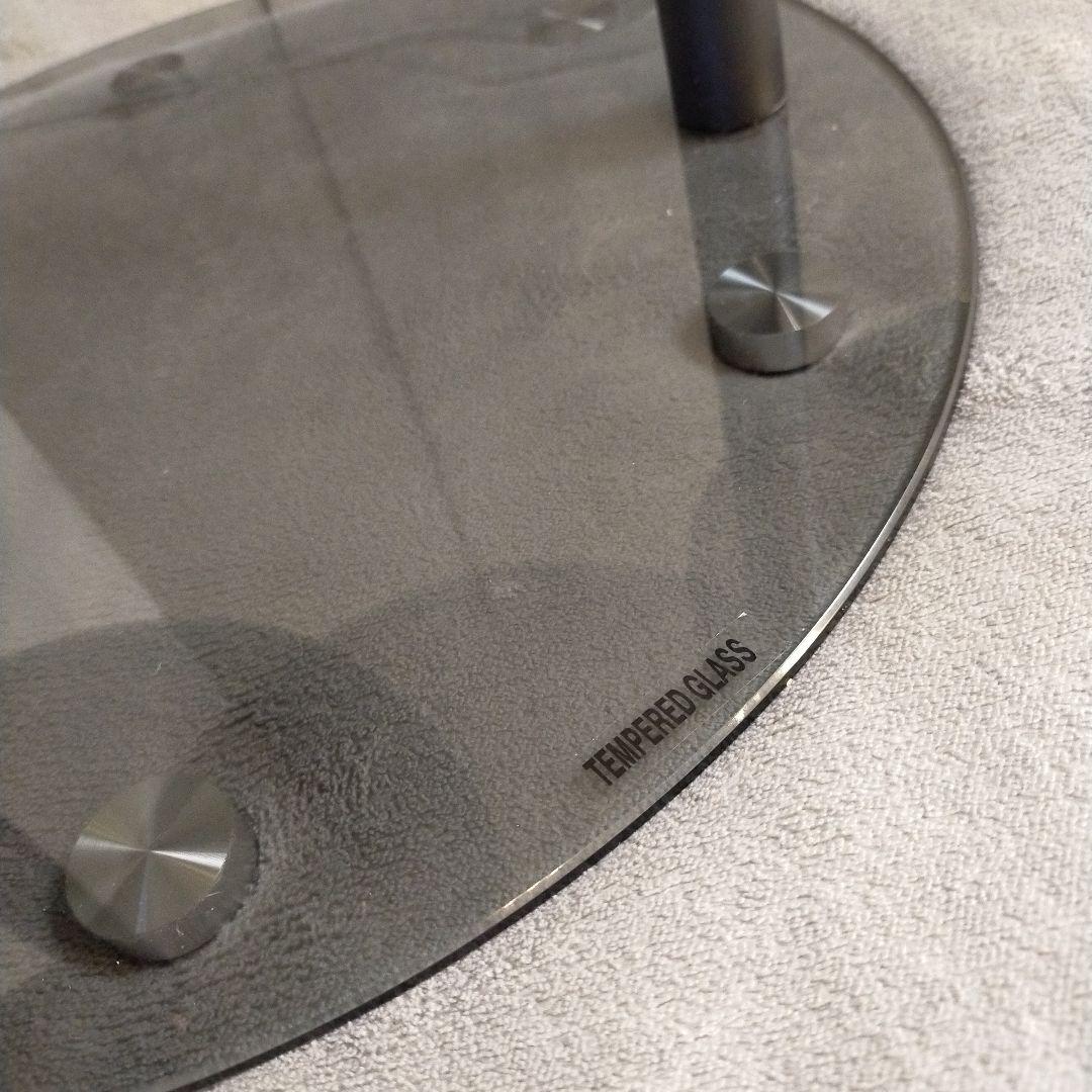 【極美品】円形ガラステーブル ブラックよりのグレー