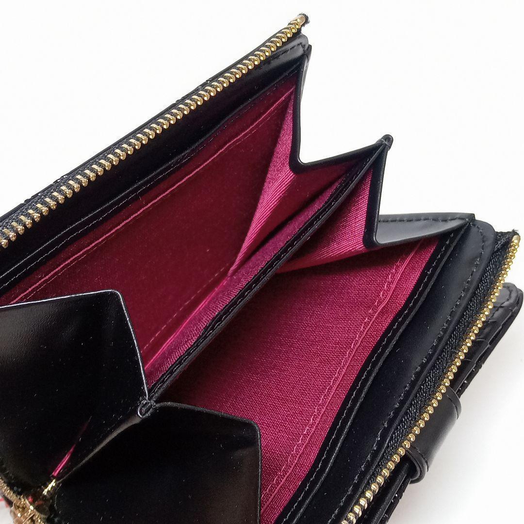 新品 ピンキーアンドダイアン 2つ折り財布 コンパクト財布 コモンエナメル 黒