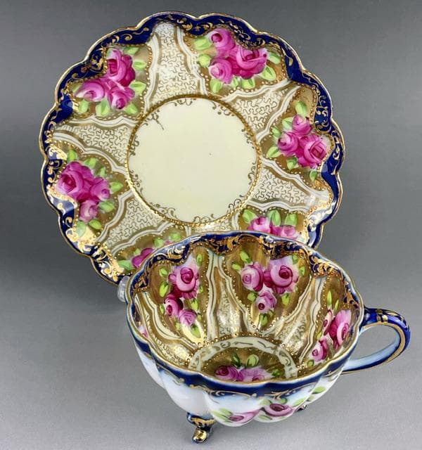 【希少】オールドニッポン アールヌーボー様式 カップ ソーサー 三脚 三足 猫脚