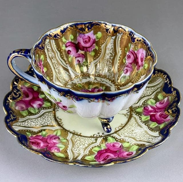 【希少】オールドニッポン アールヌーボー様式 カップ ソーサー 三脚 三足 猫脚