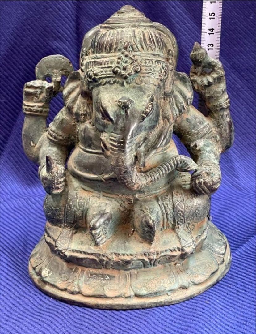 ガネーシャ像　☆風水置物　ブロンズ　真鍮　アンティーク 守り神